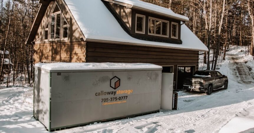 winter house with container