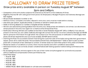 Thinking of entering for the Calloway 10 Draw Prize? Here are some things to know about the draw and what to expect!