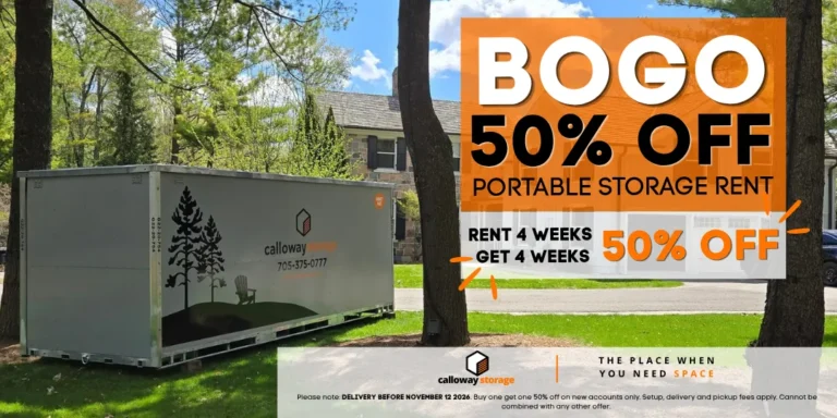 Storage delivered to you! Calloway Storage serving Parry Sound, MacTier, Seguin, Muskoka, Georgian Bay, Haliburton, Minden, Kawartha, Kawartha Lakes. Calloway Storage in Central Ontario.