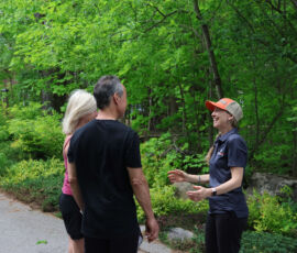 owner talking to customers